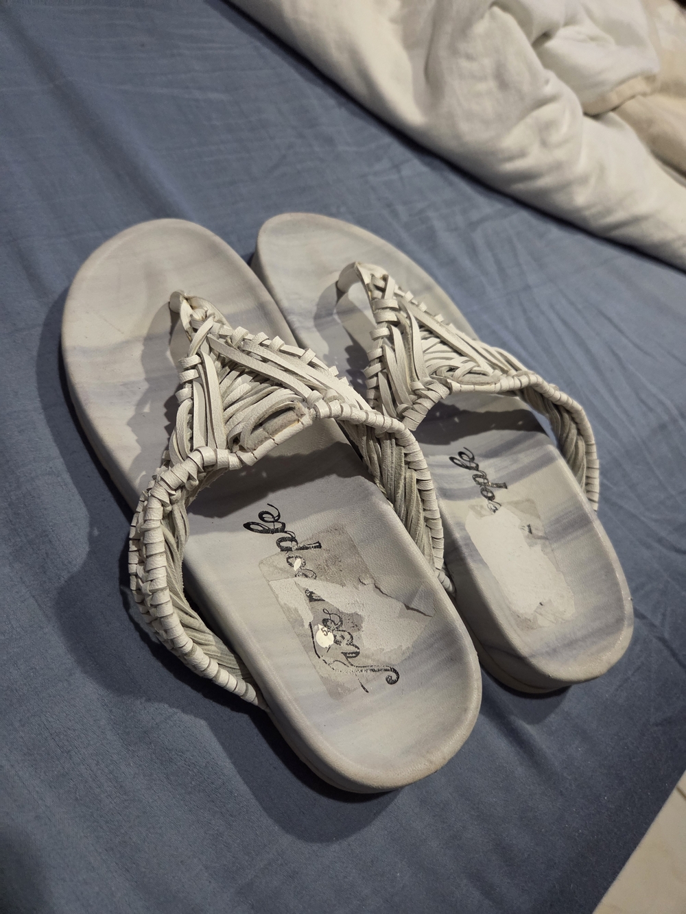 Free People White Braided Thong Sandals